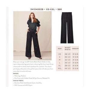 Good Hart Nordic Night Size S 34124052B Black Wide Leg Silky Black Pants